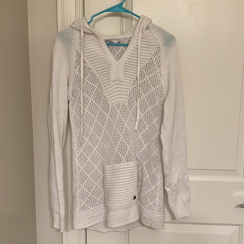 White knit sweater hoodie